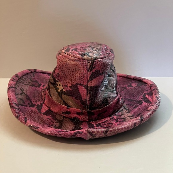 VTG Kokin New York Boutique Pink Python Designer Hat Cowboy Western NWT main image 8